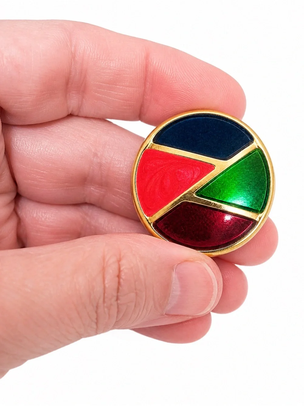 Vintage Color Block Enamel Gold Tone Lightweight Round Earrings